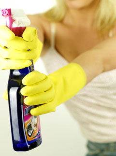Marie Claire news: Woman cleaning: Rex Features