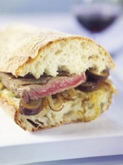 A steak sandwich