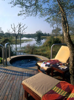 Splash pool and sun beds in Djuma Bush Lodge in Kruger National Park South Africa