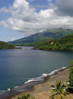 Walk on St Vincent's black sand beaches