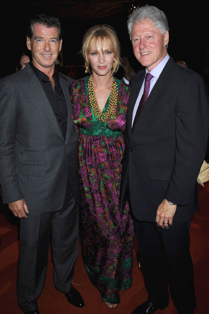 Marie Claire celebrity photos: Nelson Mandela's 90th Birthday dinner, Pierce Brosnan, Uma Thurman and Bill Clinton