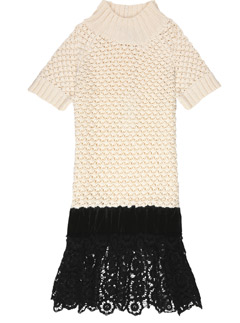 Manoush cream knitted tunic with broderie anglaise trim, �202