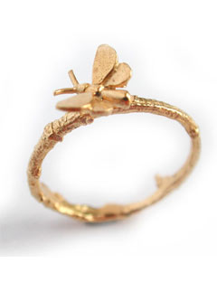 Alex Monroe Tiny Butterfly Twig Ring