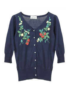 Pret a Portobello Gia Navy Embroidered Cardigan