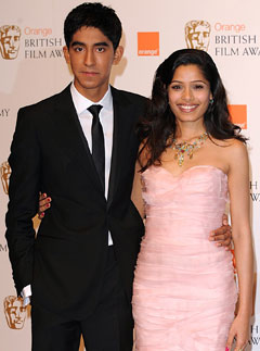 Dev-Patel-and-Freida-Pinto-British Academy Film Awards 2009, Celebrity Photos, Red Carpet, Marie Claire