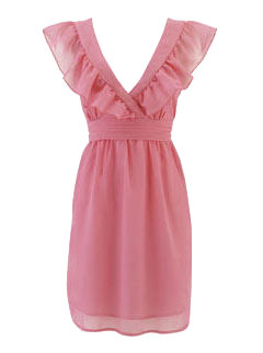 Peacocks coral chiffon frill dress