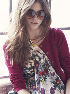 Warehouse crop grosgrain trim cardi
