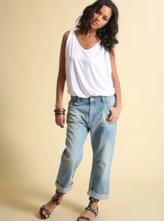 ASOS Mid-Blue Roll Up Boyfriend Jeans