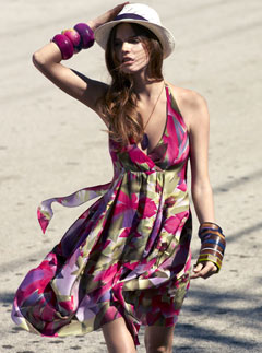 Warehouse krypton print drape halter dress