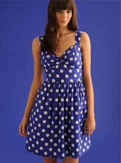 Dorothy Perkins Blue spot sweetheart dress