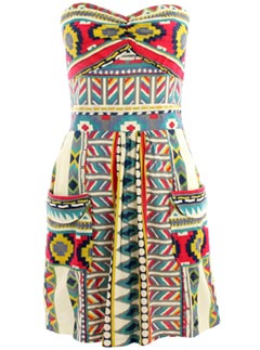 Missguided Jasmine Tribal Print Strapless Dress
