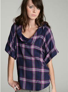 Urban Outfitters Plaid Cowl Neck Tunic