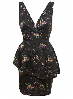 Floral Asymmetric Peplum Dress