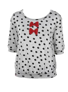Topshop Spotty Bow Jacquard Top