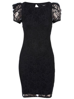 Dorothy Perkins Black lace power sleeve dress