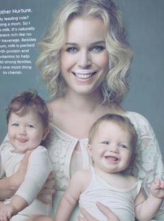 Rebecca Romijn poses with baby twins for Got Milk? campaign