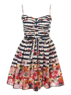 Miss Selfridge Floral Stripe Prom Dress