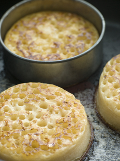 A crumpet or muffin with honey - afternoon snacks - healthy eating