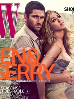 Jennifer Aniston and Gerard Butler on the cover of W Magazine