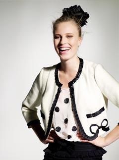 New Look Boucle Bead & Bow Jacket