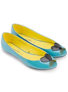 Accessorize Patent Heart Peep Toe Ballerina Pumps