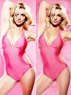 Before and After: Britney Spears' airbrushed Candies ads - Retouched, untouched, pictures, advert - Maire Claire