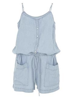 Warehouse floaty denim playsuit