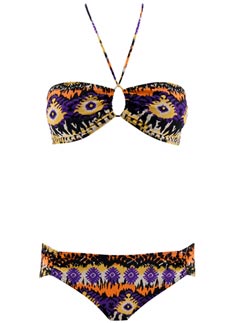 Peacocks Tribal Print Bandeau Bikini
