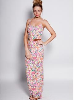 Boohoo Laura Floral Print Maxi Dress