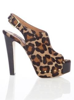 Kurt Geiger Exclusive Leopard Glam Stud Peeptoe Platform