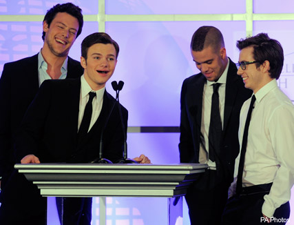 Chris Colfer, Kevin McHale, Cory Monteith and Mark Salling - Glee wins big at Tv Critics Awards - Glee - Teen Choice Awards - Celebrity - Marie Claire