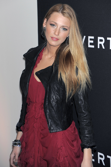 Blake Lively - Everyone's wearing leather - Stars, celebrities, in, love, trend, leather jacket, leather skirt, leather dress, fashion, Marie Claire