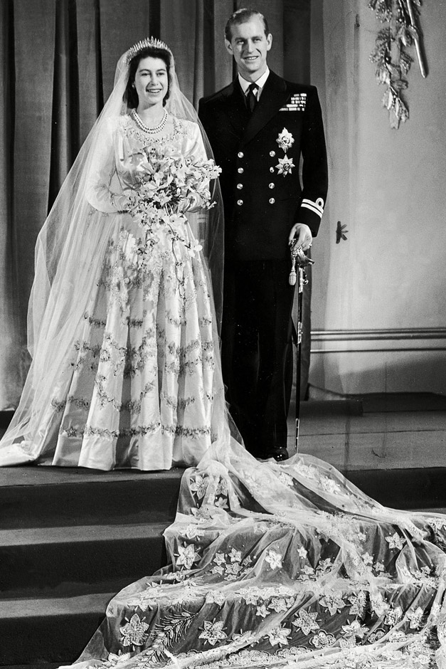 Queen Elizabeth II and Prince Phillip - Iconic Royal Weddings - Lifestyle, gallery, see, pics, pictures, wedding dress, prince, princess, engagement, nuptials, Marie Claire