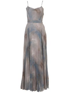 Topshop Grey Skeleton Leaf Print Pleated Maxi Dress