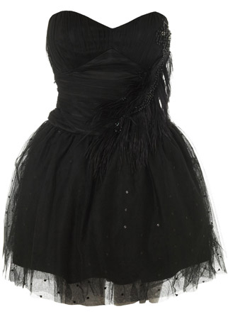 Miss Selfridge black feather dress, &pound;110 - Little Black Dresses, LBDs, best, style, fashion, shopping, christmas, party, ideas, inspiration, Marie Claire