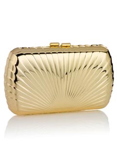 Accessorize Metal Shell Gold Clutch Bag
