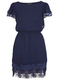 River Island navy chiffon lace dress