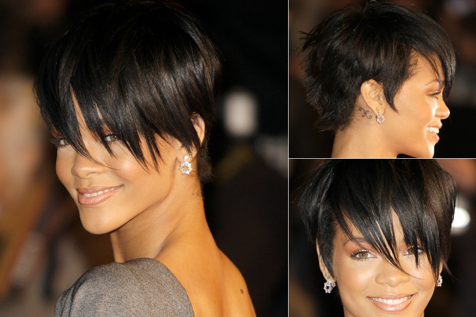 Rihanna - celebrity short hairstyles - crop hair Rihanna - celebrity short hairstyles - crop hair