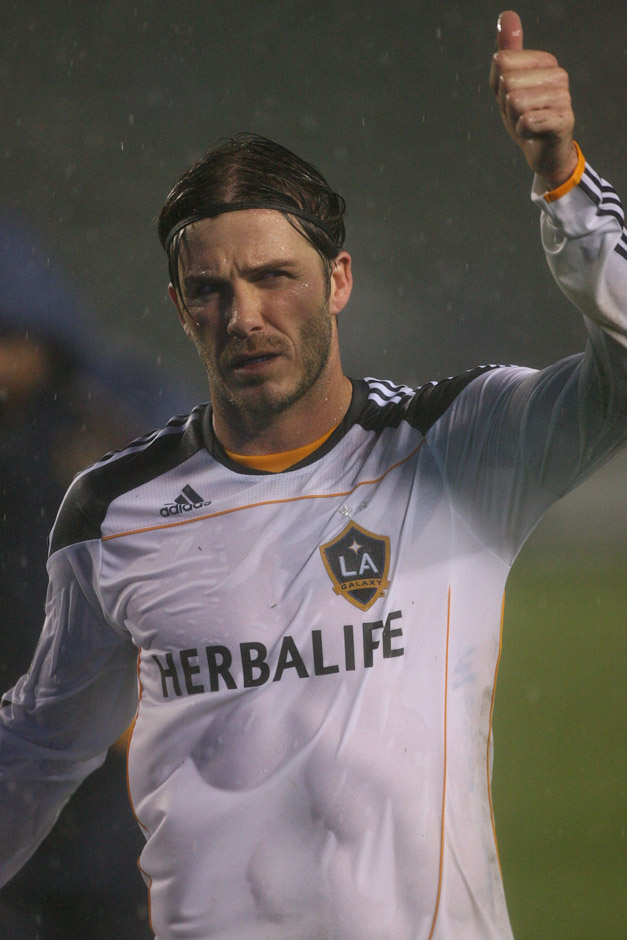 David Beckham - David Beckham, The Beckhams, Victoria Beckham, pregnant, watch, watching, supporting, LA Galaxy, game, box, see, pics, pictures, Marie Claire
