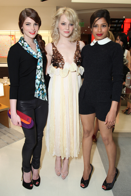 Ashley Greene, Emma Stone and Freida Pinto at Louis Vuitton party
