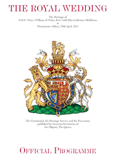 Prince William and Kate Middleton wedding programme - Official Royal Wedding programme