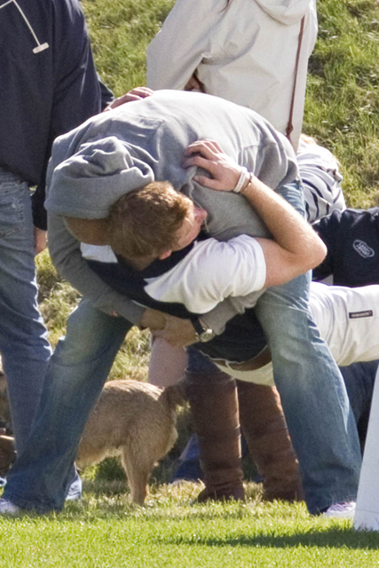 Prince Harry and Mike Tindall at the Bernard Weatherhill Charity Cup polo match, Beaufort Polo Club, Gloucestershire,