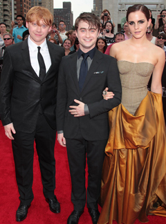 Rupert Grint, Daniel Radcliffe and Emma Watson at Harry Potter and the Deathly Hallows part 2 NY premiere