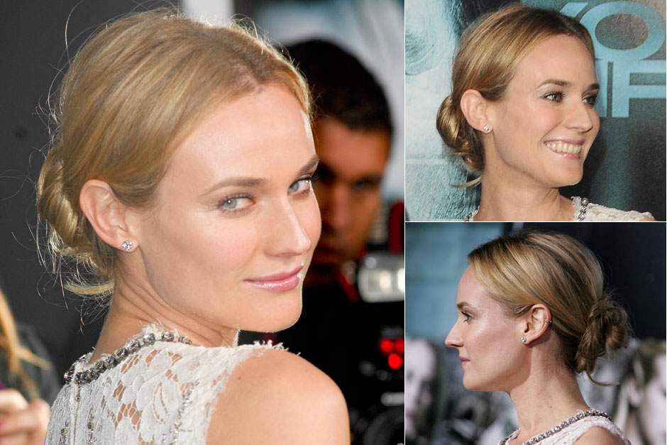 Diane Kruger - celebrity bun hairstyles - buns - topknots 