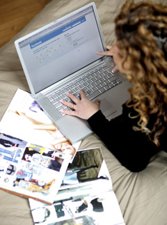 Woman using facebook