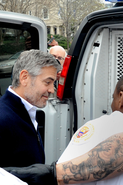 George clooney,george clooney arrested,george clooney sudan,clooney arrested,george clooney father,george clooney protest,george clooney white house,george clooney handcuffs,george clooney police,celebrity news,marie claire,marie claire uk