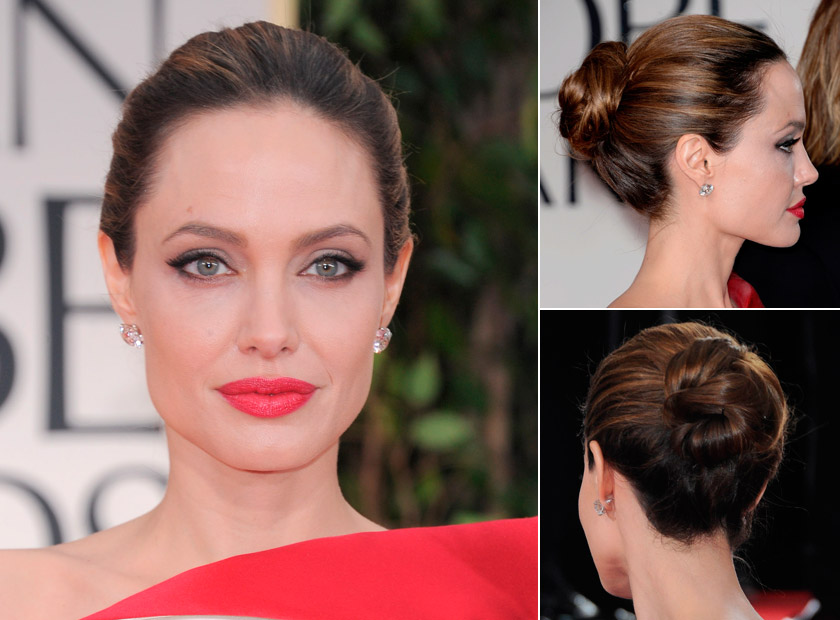 Angelina Jolie with an updo hairstyle