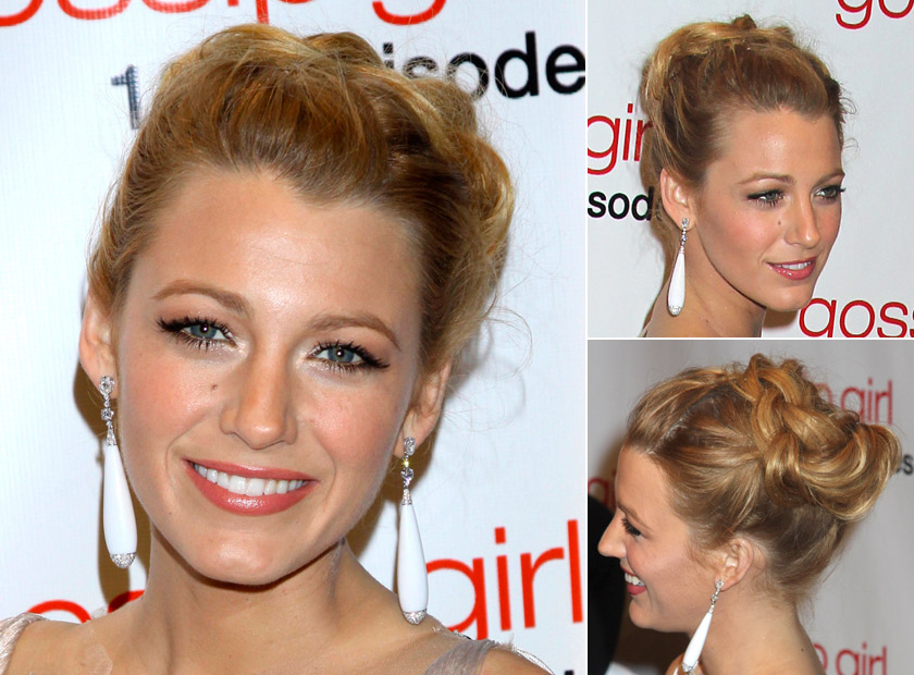 Blake Lively with an updo hairstyle