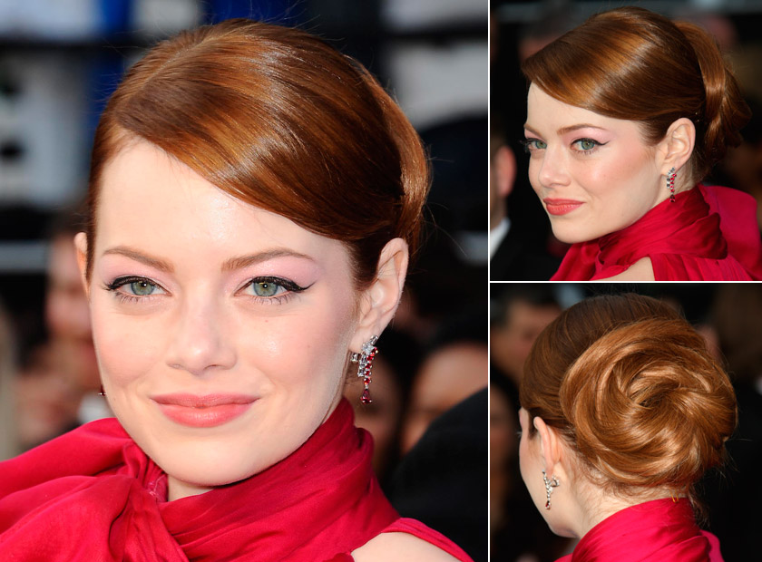 Emma Stone with an updo hairstyle