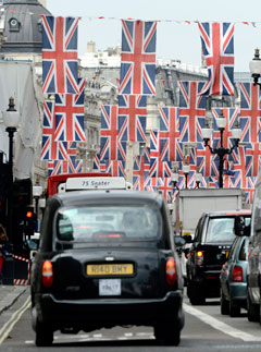 Union Jack flags lining Regent Street for the Diamond Jubilee